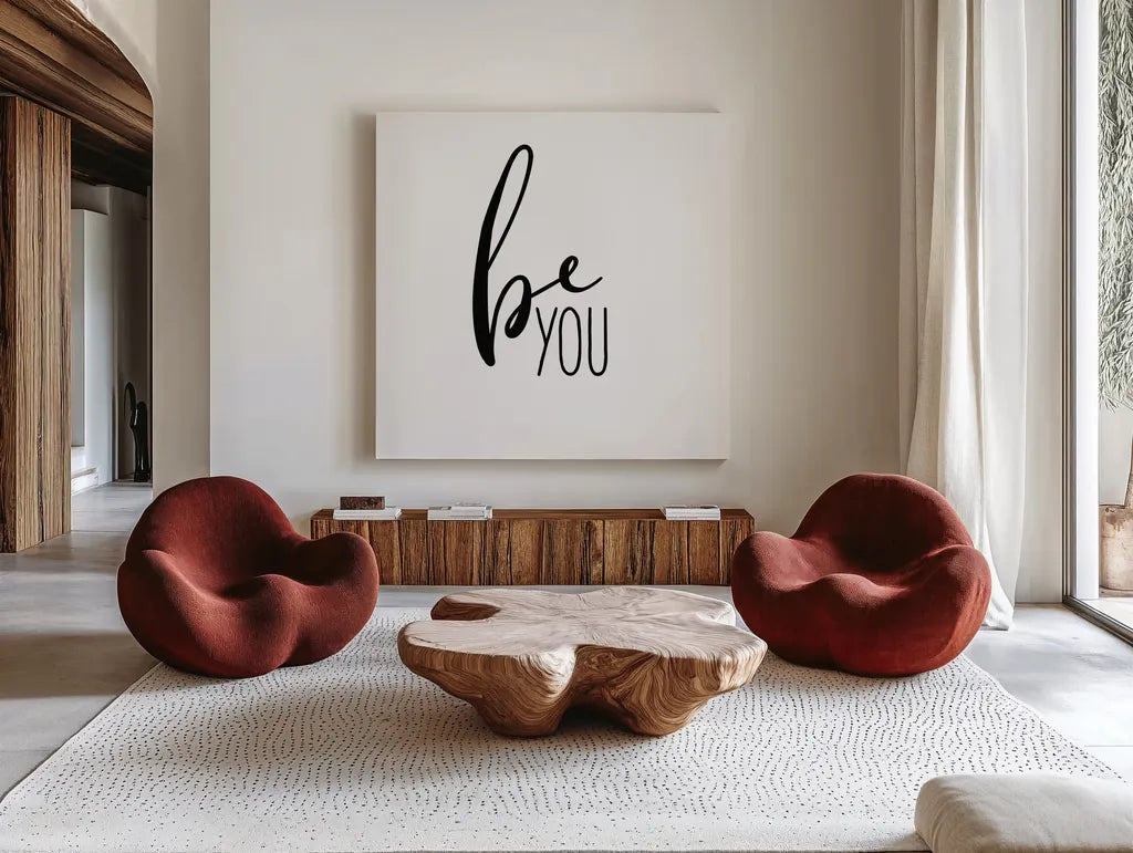 Be You by Wild Apple Portfolio. Shown as extra-large giant wall art in a modern living room. Available as an archival giclee rolled canvas, fine art paper, or poster print. SKU 59254a.
