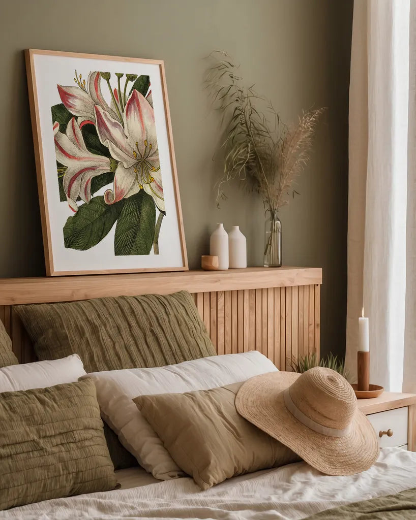 Botanique III no Words by Wild Apple Portfolio. shown as a paper print in a natural frame. Available as a archival giclee rolled canvas, fine art paper, or poster print. SKU 25343h.