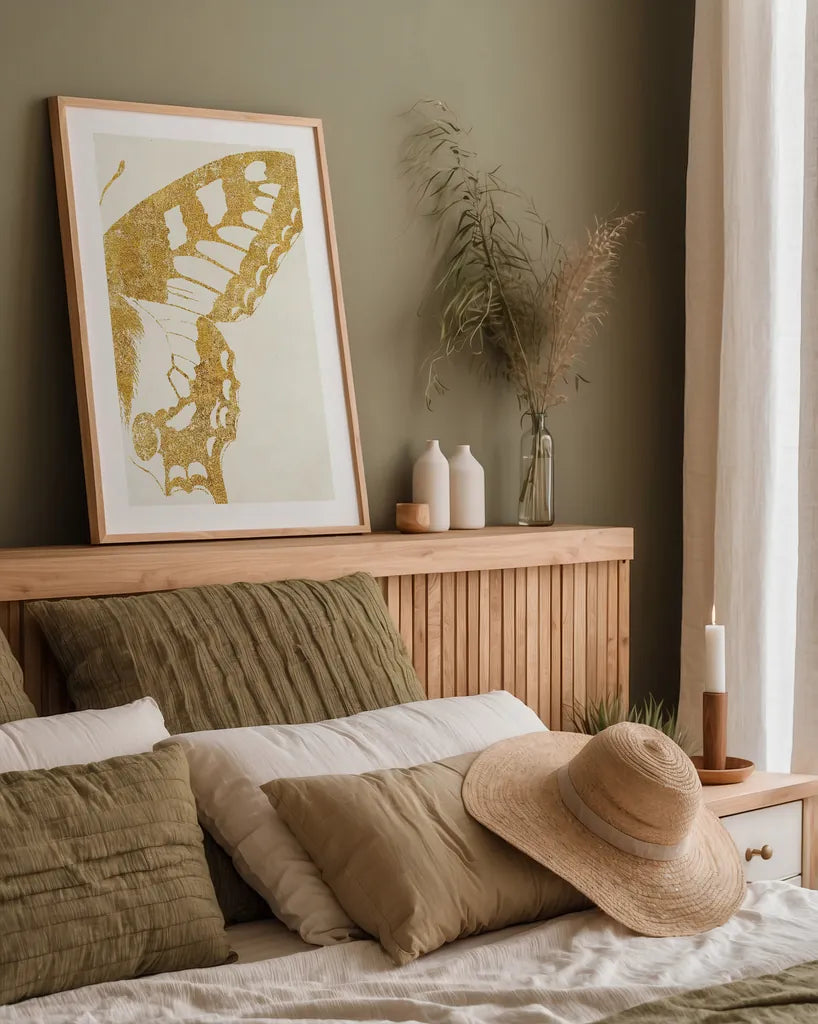 Butterfly Wings II by Wild Apple Portfolio. shown as a paper print in a natural frame. Available as a archival giclee rolled canvas, fine art paper, or poster print. SKU 74515h.