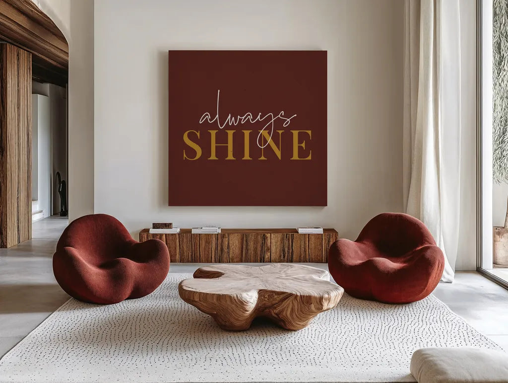 Daily Affirmations III by Wild Apple Portfolio. Shown as extra-large giant wall art in a modern living room. Available as an archival giclee rolled canvas, fine art paper, or poster print. SKU 66180a.