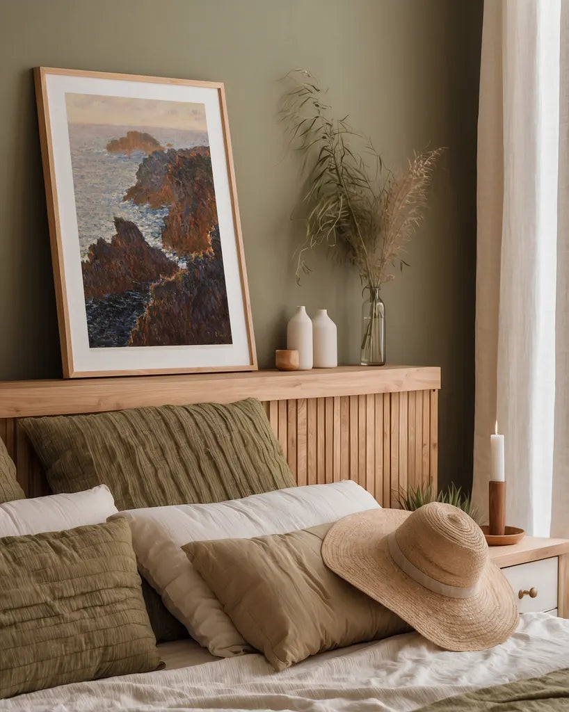 Monet Museum Poster I by Wild Apple Portfolio. shown as a paper print in a natural frame. Available as a archival giclee rolled canvas, fine art paper, or poster print. SKU 99972h.