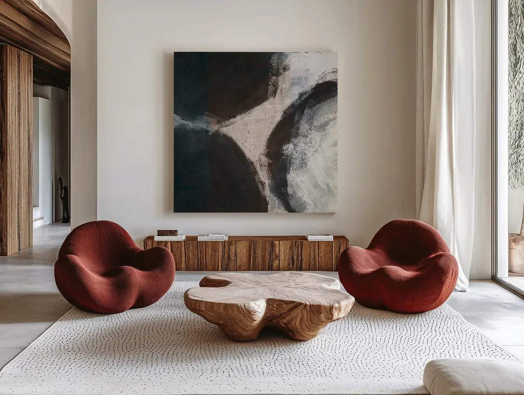 Newgrange by Wild Apple Portfolio. Shown as extra-large giant wall art in a modern living room. Available as an archival giclee rolled canvas, fine art paper, or poster print. SKU 71762a.