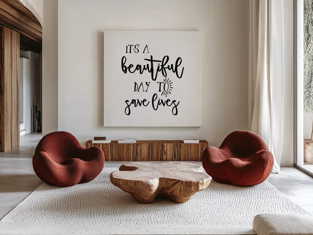 Nurse Inspiration I by Wild Apple Portfolio. Shown as extra-large giant wall art in a modern living room. Available as an archival giclee rolled canvas, fine art paper, or poster print. SKU 54322a.