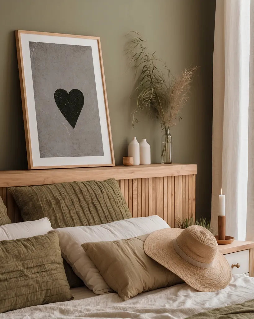 Ace of Hearts Neutral by Yvette St. Amant. shown as a paper print in a natural frame. Available as a archival giclee rolled canvas, fine art paper, or poster print. SKU 96140h.