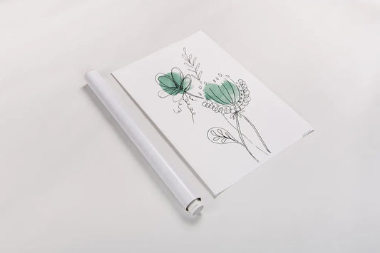 Line Flower VI by Yvette St. Amant. shown as a rolled paper print. Available as archival giclee rolled canvas, fine art paper, or poster print. SKU 99137h.