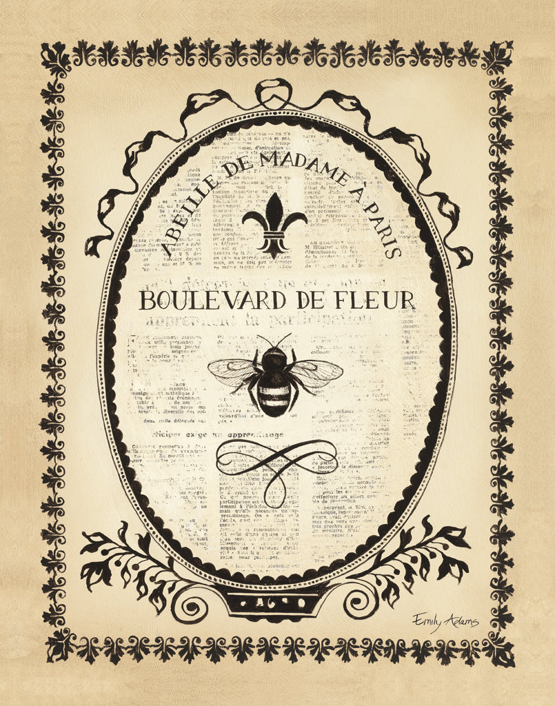 Reproduction of Paris Bees II by Emily Adams - Wall Decor Art