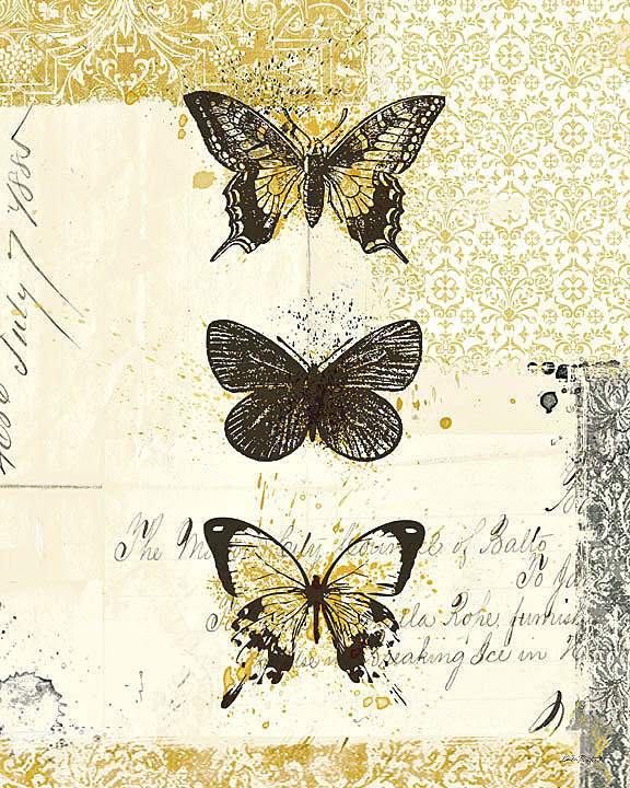 Reproduction of Golden Bees n Butterflies No 2 by Katie Pertiet - Wall Decor Art