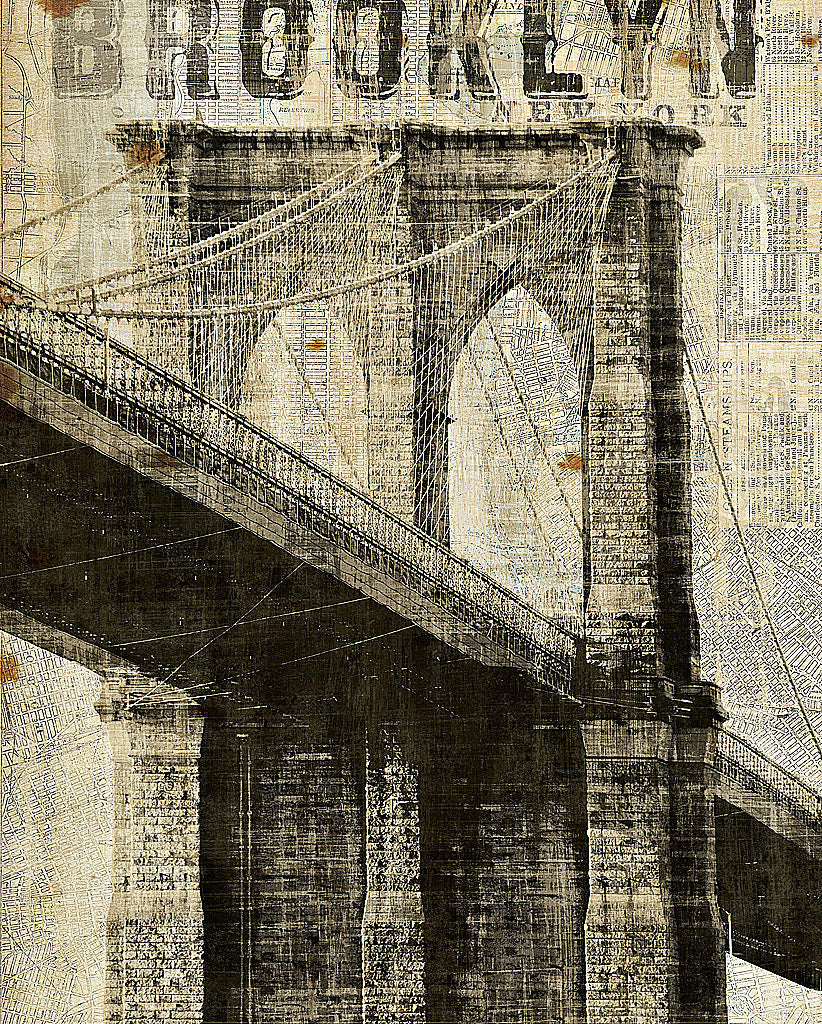Reproduction of Vintage NY Brooklyn Bridge by Michael Mullan - Wall Decor Art