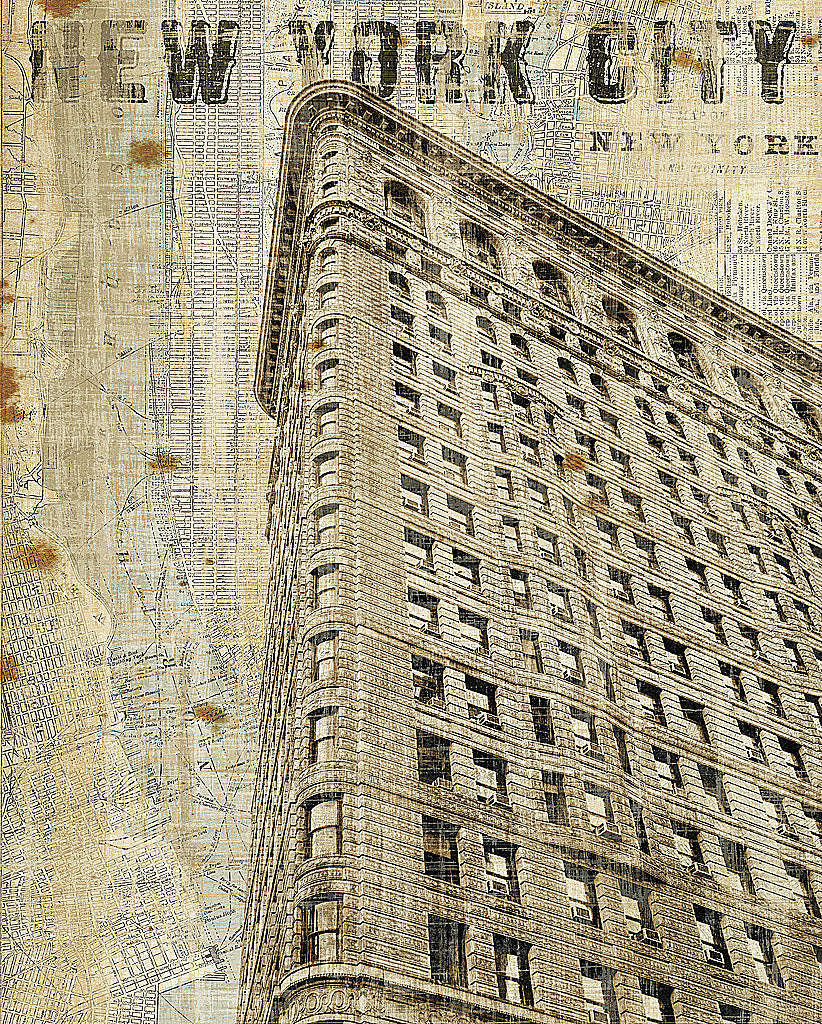 Reproduction of Vintage NY Flat Iron by Michael Mullan - Wall Decor Art