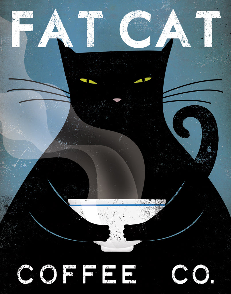 Reproduction of Cat Coffee no City by Ryan Fowler - Wall Decor Art