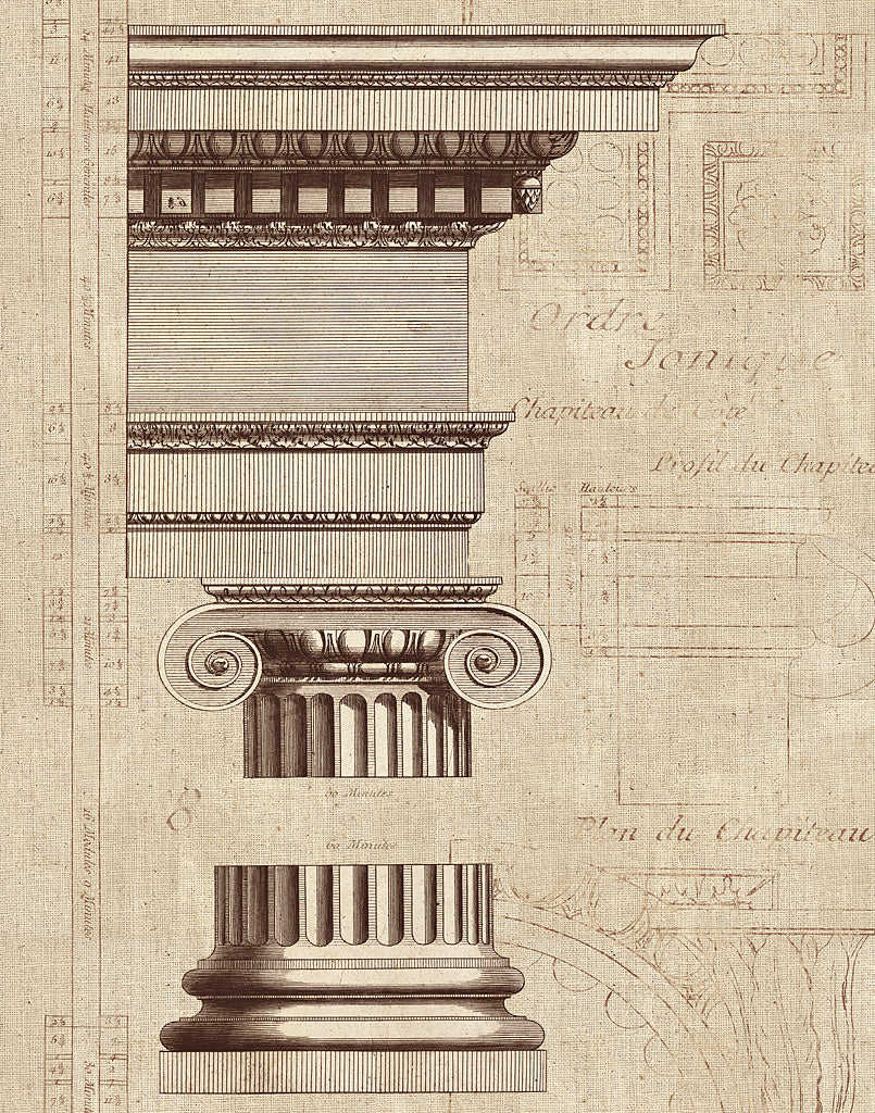 Reproduction of Architectural Rendering II Burlap Sepia Crop 22x28 by Wild Apple Portfolio - Wall Decor Art