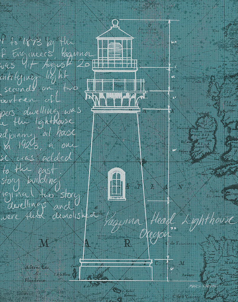 Reproduction of Coastal Blueprint VII by Marco Fabiano - Wall Decor Art