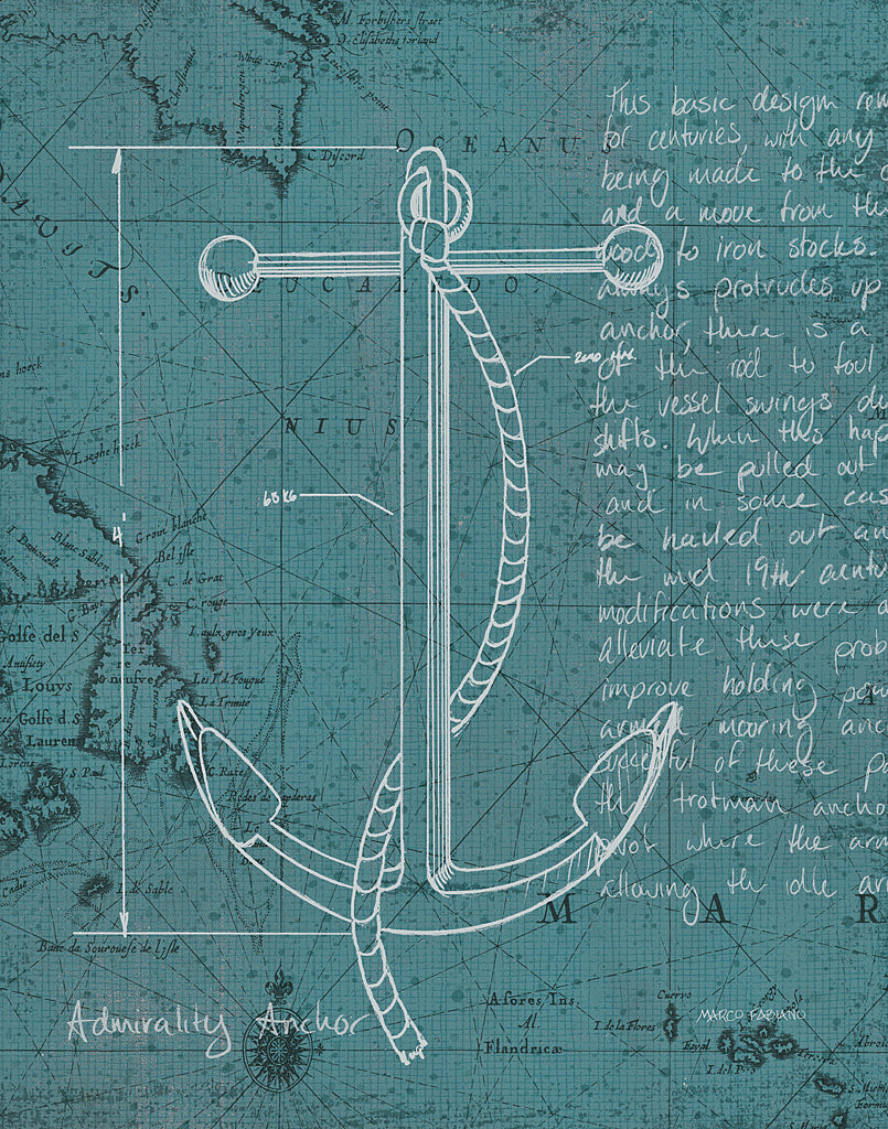 Reproduction of Coastal Blueprint VIII by Marco Fabiano - Wall Decor Art