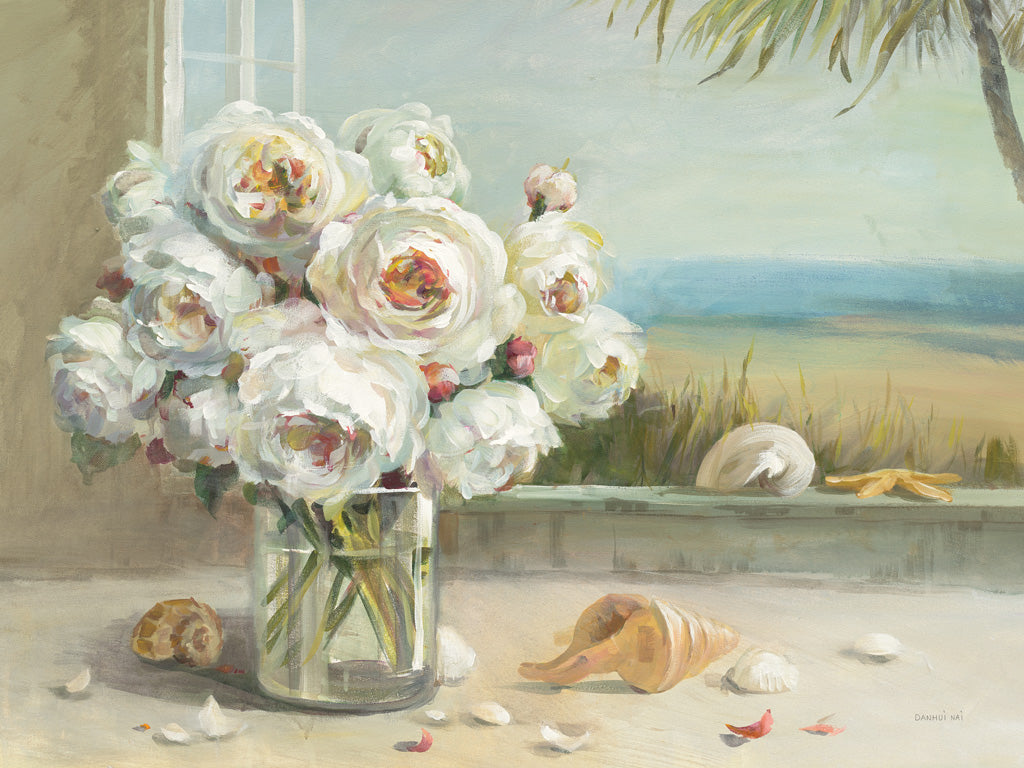 Reproduction of Coastal Roses v2 Crop by Danhui Nai - Wall Decor Art