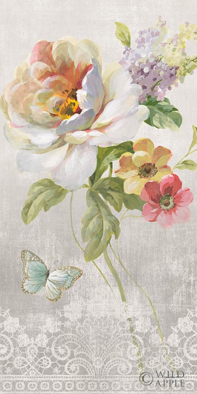 Reproduction of Textile Floral Panel II by Danhui Nai - Wall Decor Art