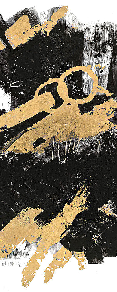 Reproduction of Gold and Black Abstract Panel I by Mike Schick - Wall Decor Art