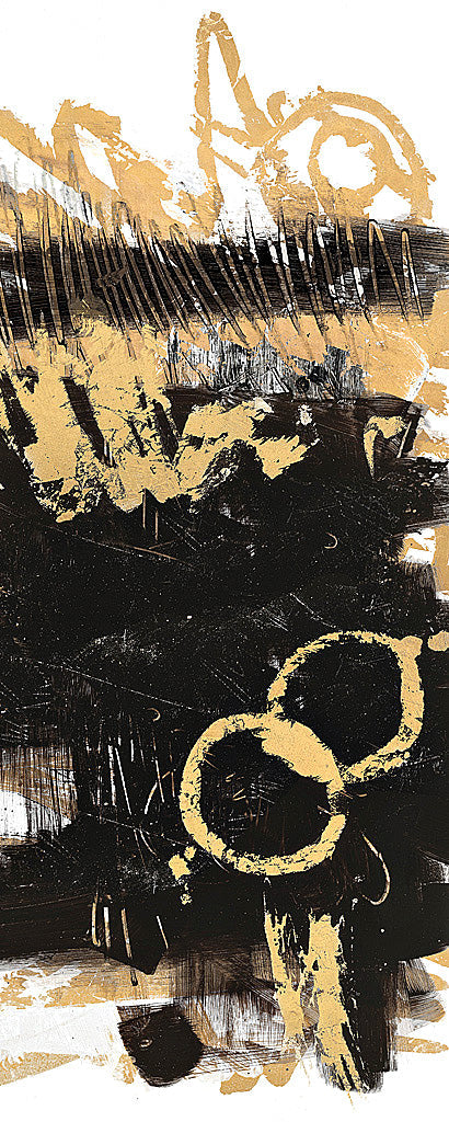 Reproduction of Gold and Black Abstract Panel II by Mike Schick - Wall Decor Art