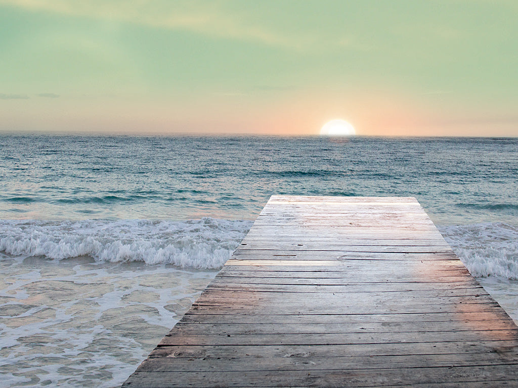 Reproduction of Sunrise Dock by Sue Schlabach - Wall Decor Art