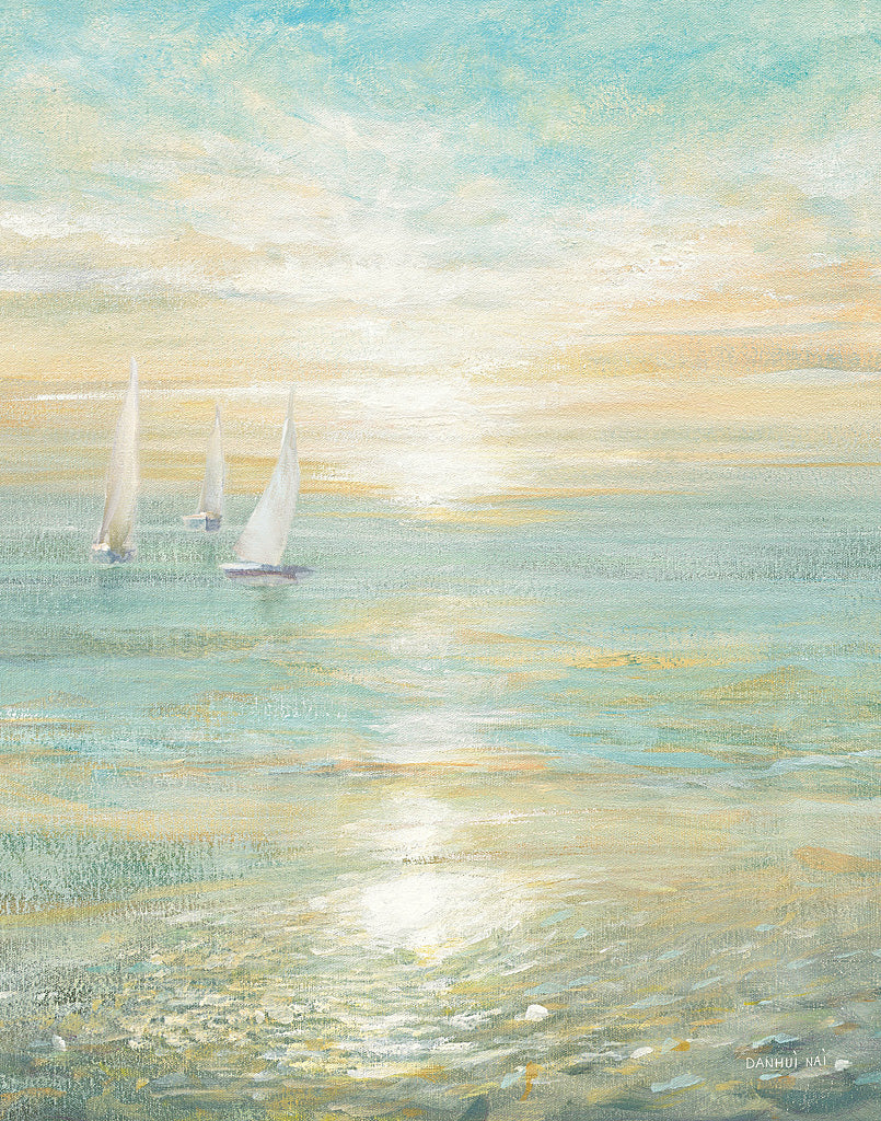 Reproduction of Sunrise Boats I by Danhui Nai - Wall Decor Art