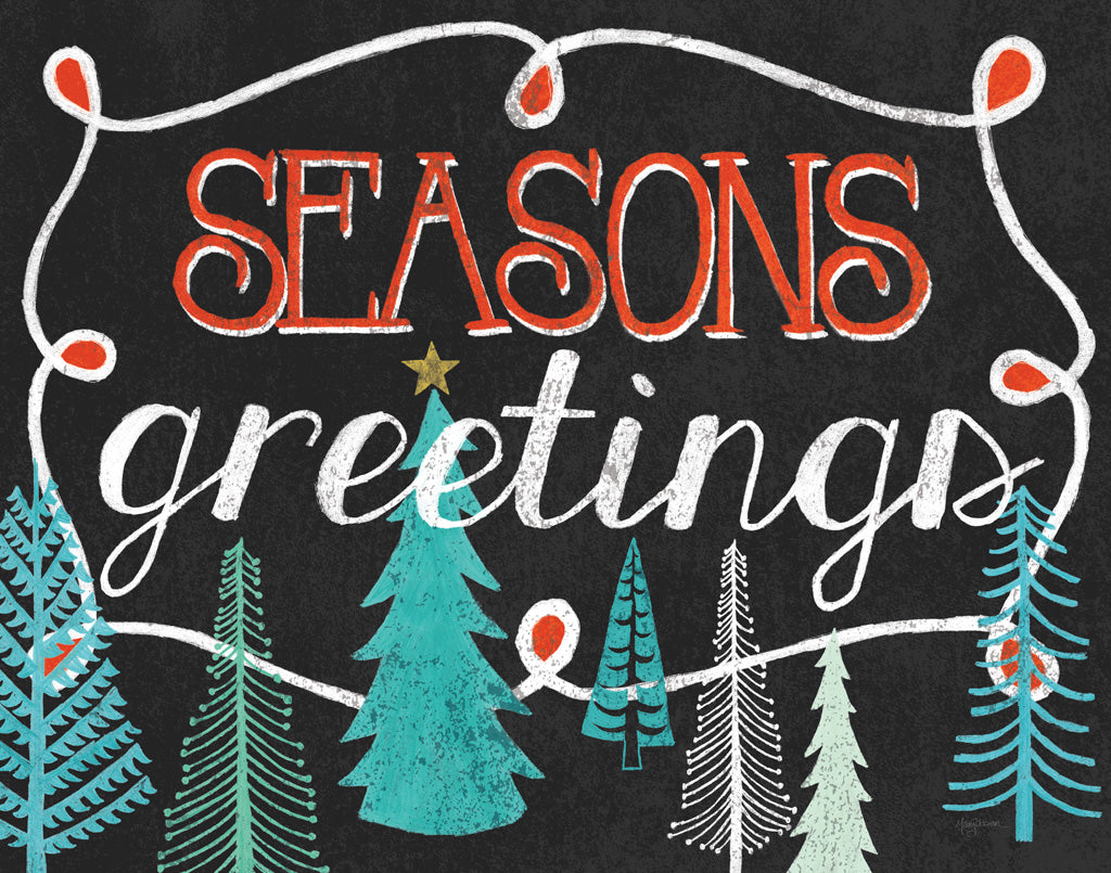 Reproduction of Seasons Greetings Black by Mary Urban - Wall Decor Art