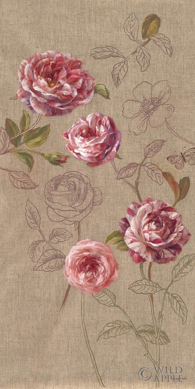 Reproduction of Roses and Butterfly by Danhui Nai - Wall Decor Art