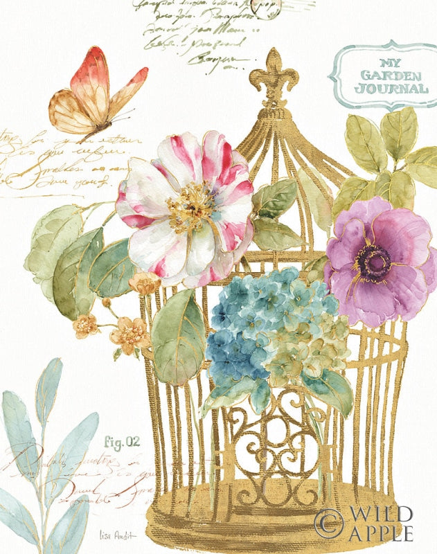 Reproduction of Rainbow Seeds Romantic Birdcage I by Lisa Audit - Wall Decor Art