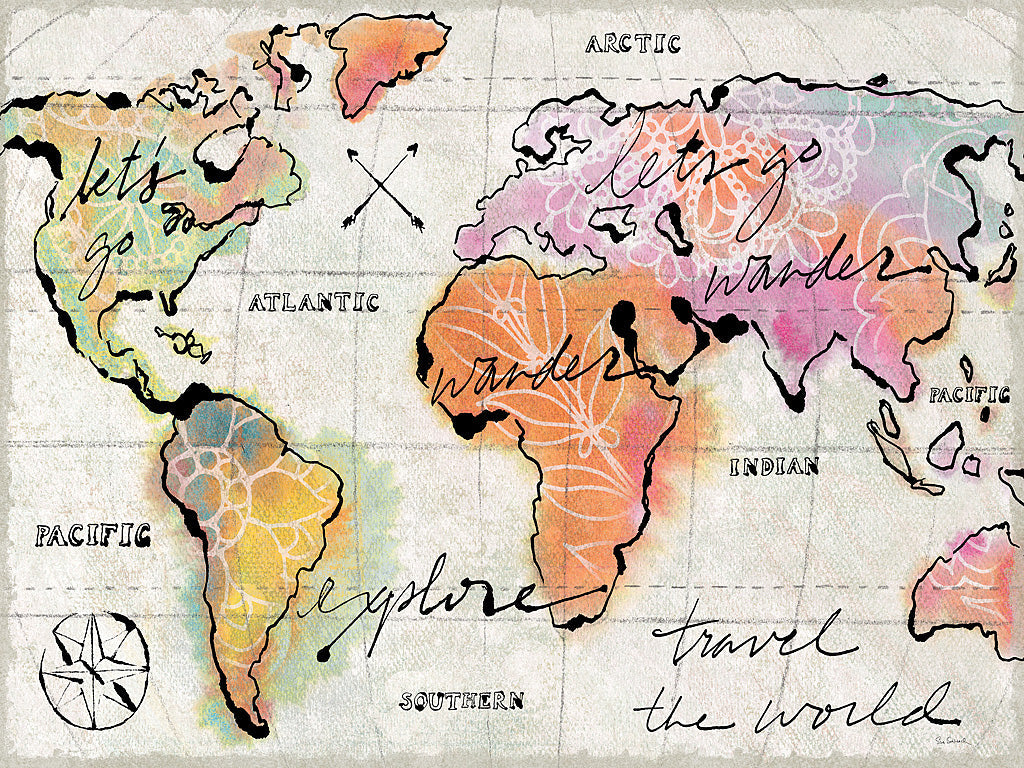 Reproduction of Mapped Shorelines I Neutral Crop by Sue Schlabach - Wall Decor Art