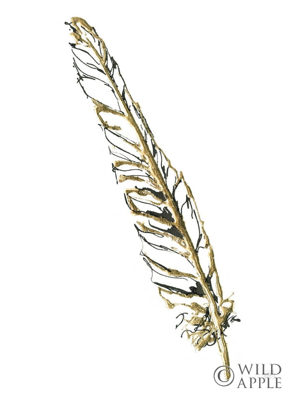 Reproduction of Gilded Swan Feather I by Chris Paschke - Wall Decor Art