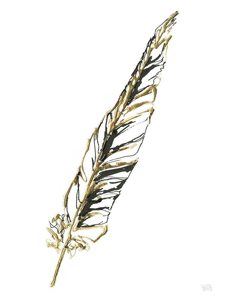 Reproduction of Gilded Swan Feather II by Chris Paschke - Wall Decor Art