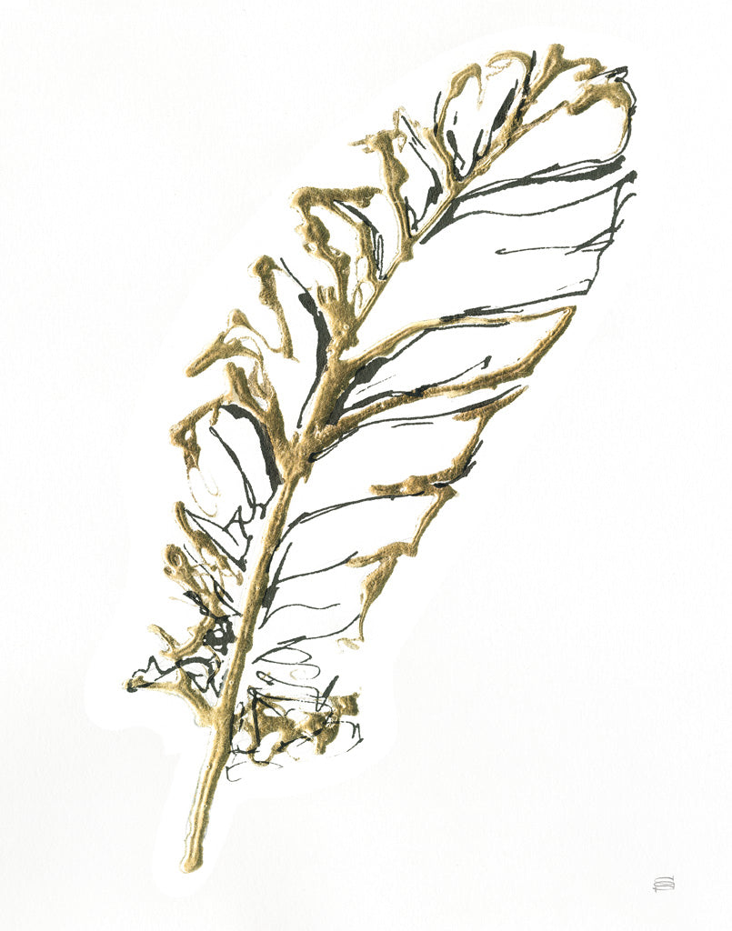 Reproduction of Gilded Turkey Feather I by Chris Paschke - Wall Decor Art