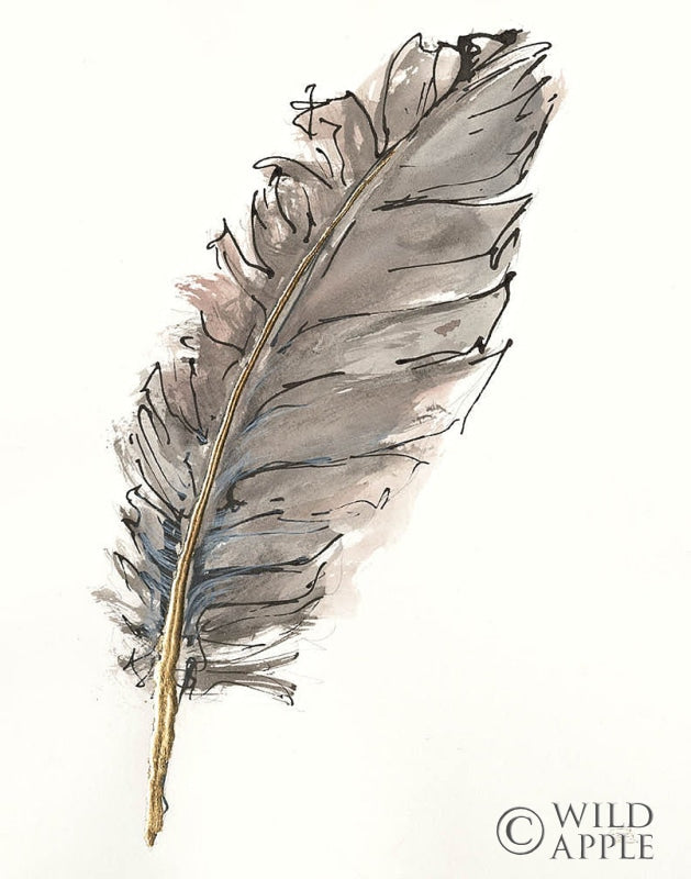 Reproduction of Gold Feathers VII by Chris Paschke - Wall Decor Art