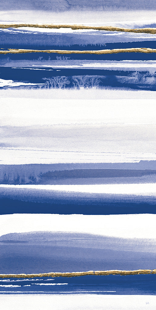 Reproduction of Gilded Grey III Indigo and White Crop by Chris Paschke - Wall Decor Art