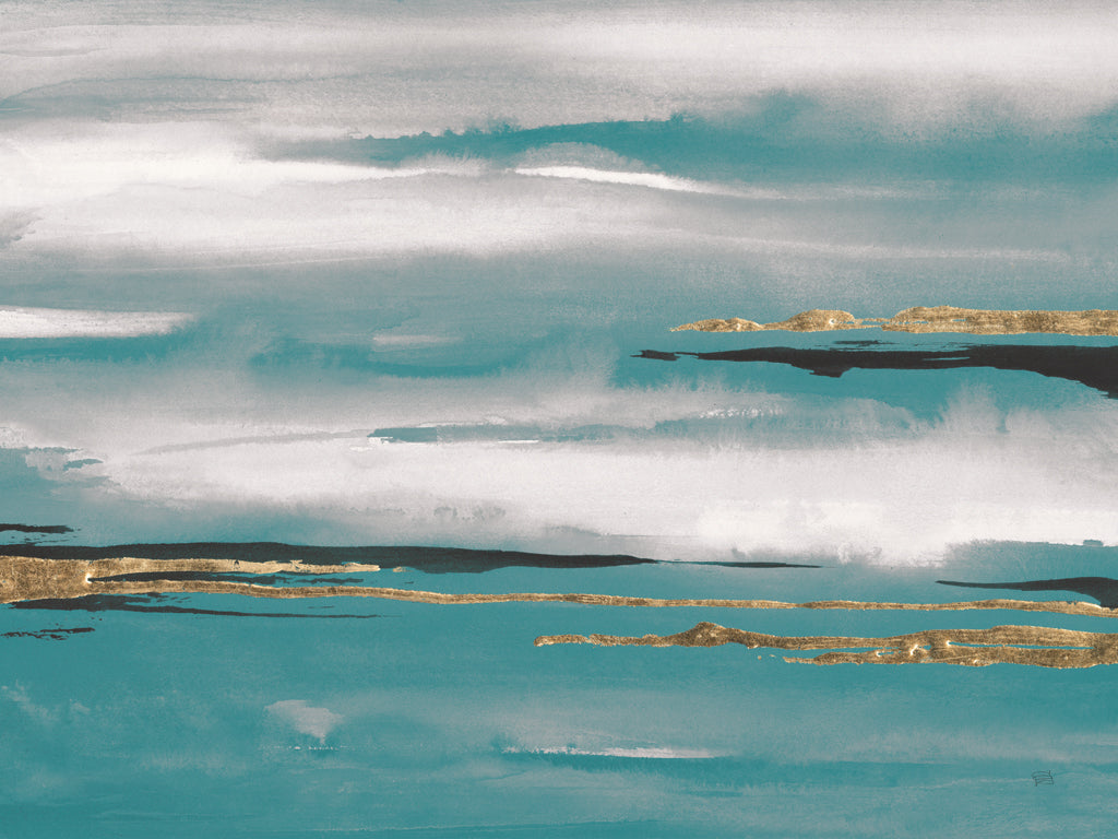 Reproduction of Gilded Storm I Teal Grey Crop by Chris Paschke - Wall Decor Art