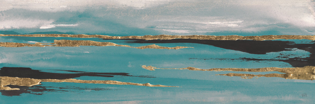 Reproduction of Gilded Storm II Teal Grey Crop by Chris Paschke - Wall Decor Art