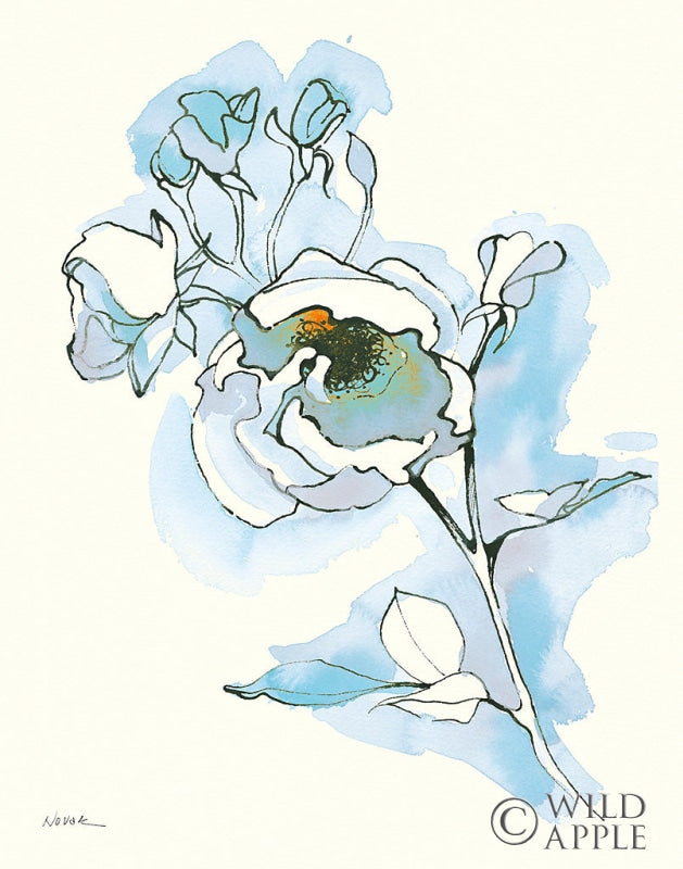 Reproduction of Carols Roses IV Blue by Shirley Novak - Wall Decor Art