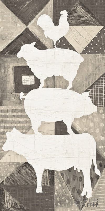 Reproduction of Modern Americana Animal Stack Neutral by Melissa Averinos - Wall Decor Art