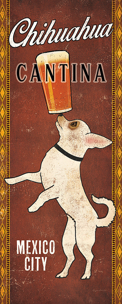 Reproduction of White Chihuahua on Red by Ryan Fowler - Wall Decor Art