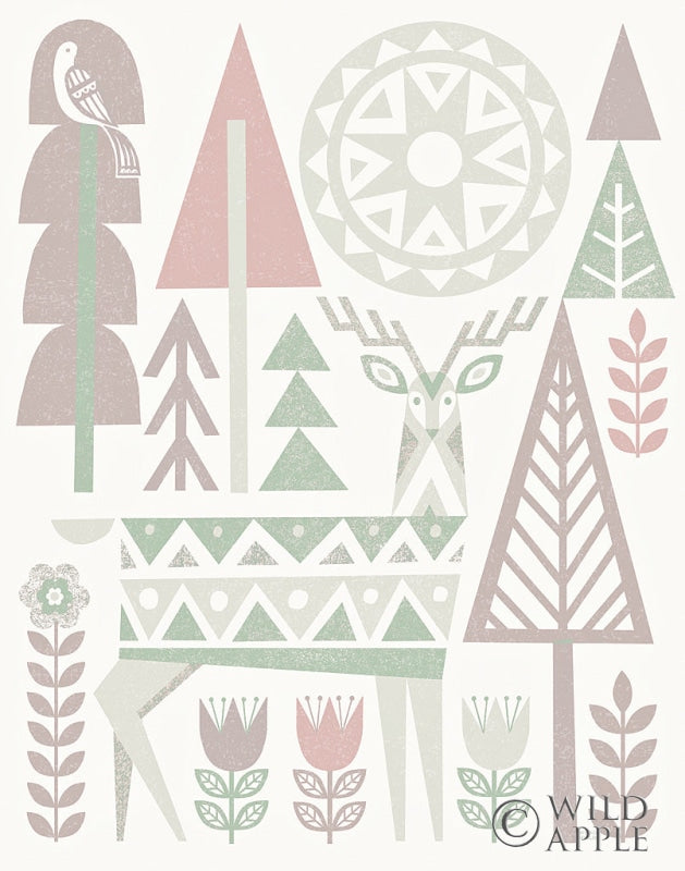 Reproduction of Folk Lodge Deer I Hygge by Michael Mullan - Wall Decor Art