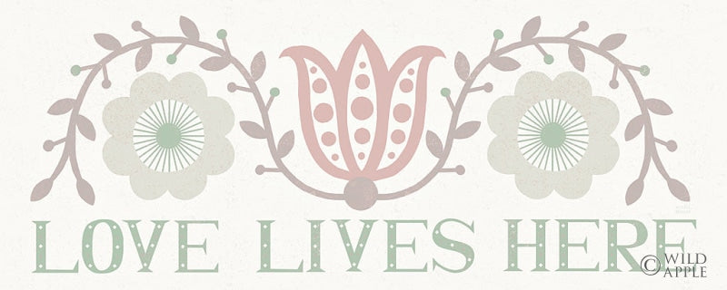 Reproduction of Folk Lodge Love Lives Here Hygge by Michael Mullan - Wall Decor Art