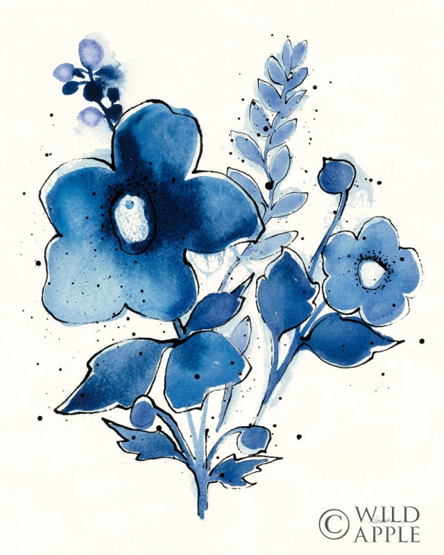 Reproduction of Independent Blooms Blue IV by Shirley Novak - Wall Decor Art