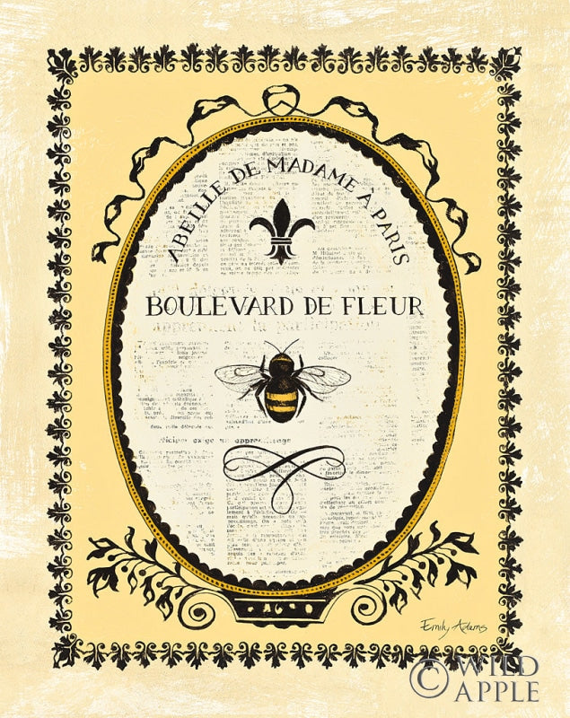 Reproduction of Paris Bees II Yellow by Emily Adams - Wall Decor Art