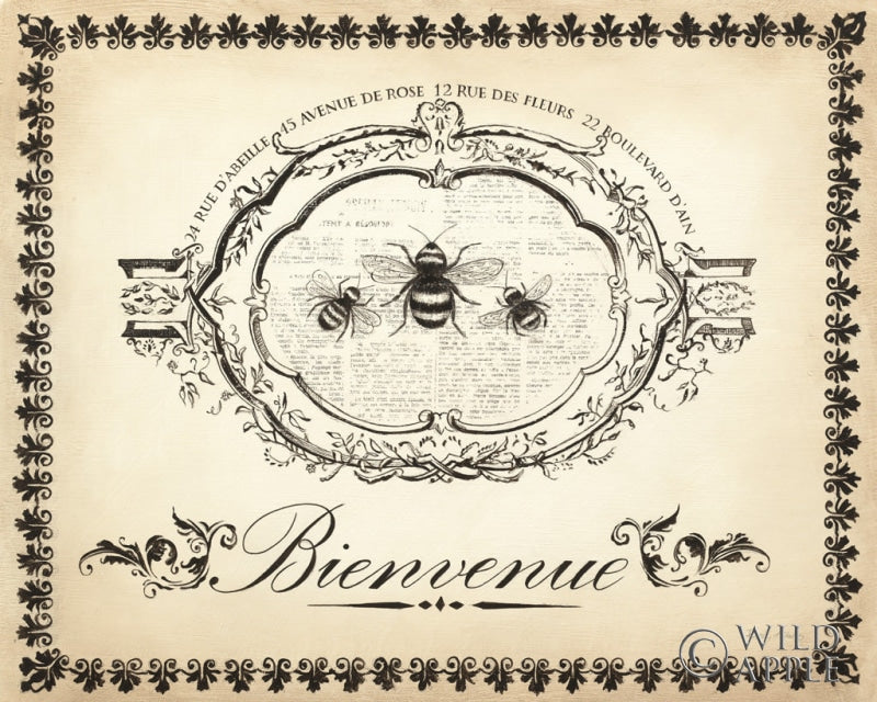 Reproduction of Paris Bees V by Emily Adams - Wall Decor Art