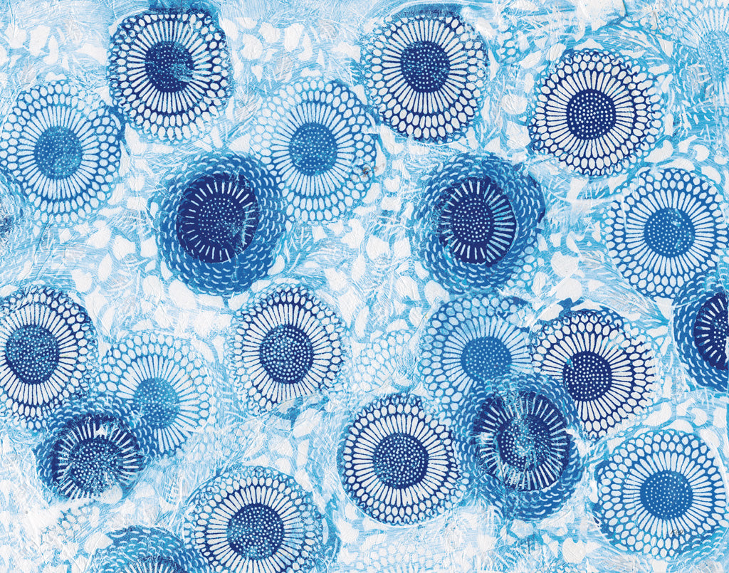 Reproduction of Pinto and Buffalo Flowers Blue by Kellie Day - Wall Decor Art