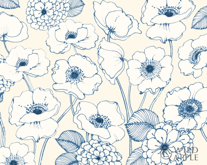 Reproduction of Pen and Ink Flowers I by Wild Apple Portfolio - Wall Decor Art