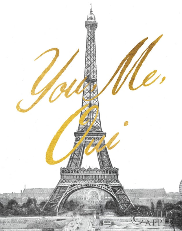 Reproduction of Gilded Paris You Me Oui BW 11x14 by Moira Hershey - Wall Decor Art