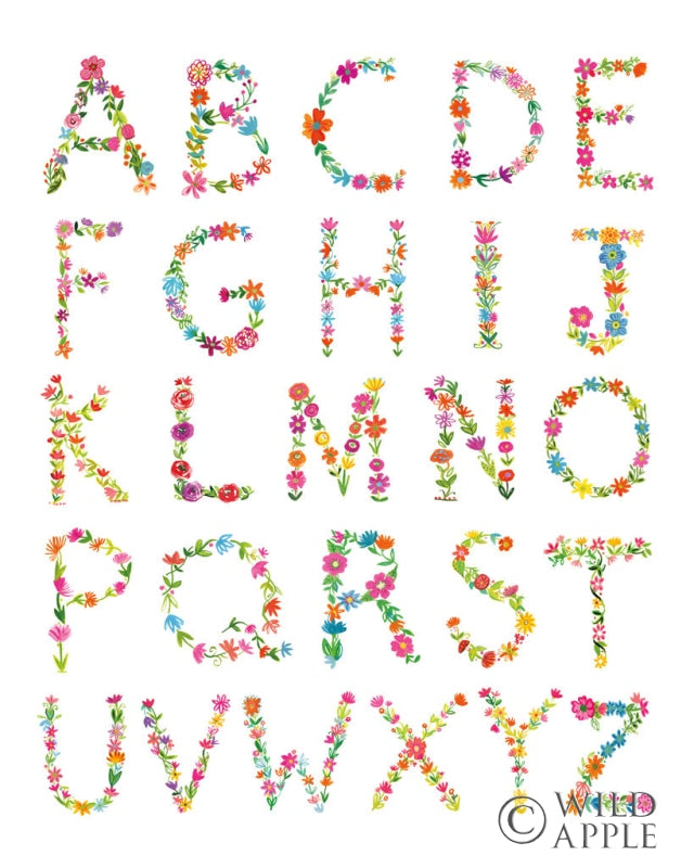 Reproduction of Floral Alphabet by Farida Zaman - Wall Decor Art