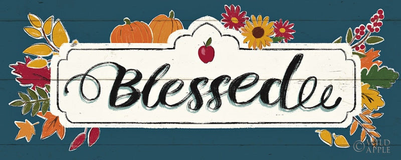 Reproduction of Thankful V Blue by Janelle Penner - Wall Decor Art