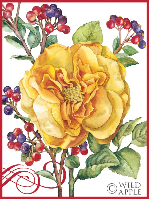 Reproduction of Flowers and Berries Rose by Beth Grove - Wall Decor Art