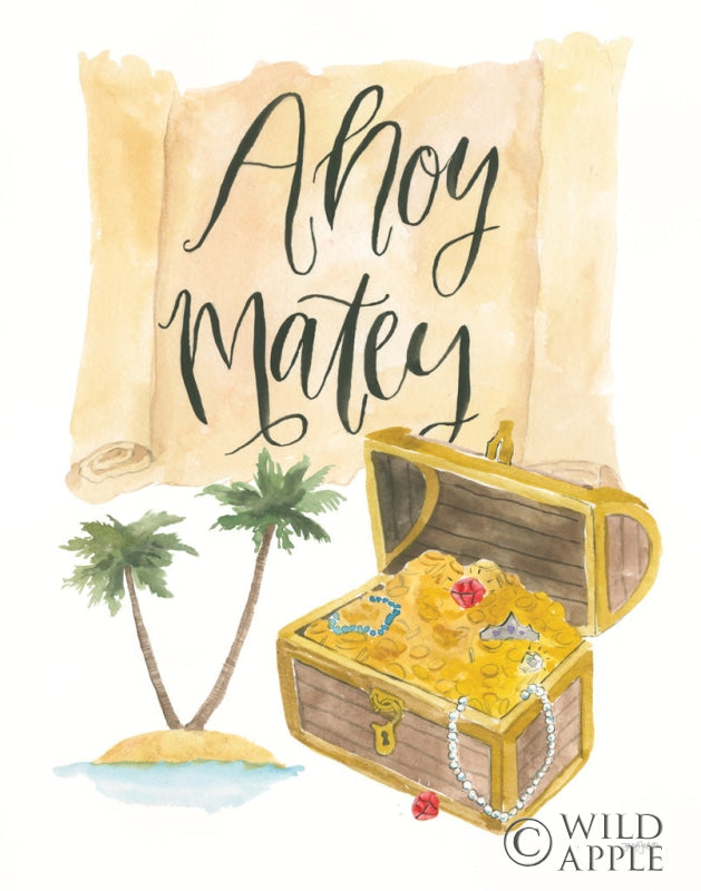 Reproduction of Pirates I on White by Jenaya Jackson - Wall Decor Art