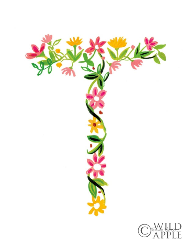 Reproduction of Floral Alphabet Letter XX by Farida Zaman - Wall Decor Art